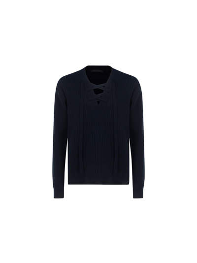 Prada Men's Umb327s22110l2f0008 Blue Other Materials Sweater