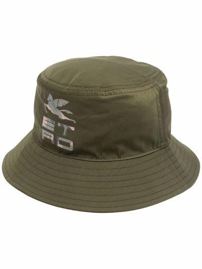 Etro Logo-print Bucket Hat In Green