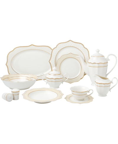 Lorren Home Trends 57 Piece Mix And Match Bone China Dinnerware Set, Service For 8 In Gold-tone