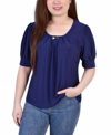 Ny Collection Plus Size Short Sleeve Balloon Sleeve Top With Hardware In Patriot Blue