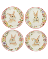 Certified International Easter Garden 8.5" Assorted Dessert Plates, Set Of 4 In White/pink