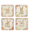 Certified International Easter Garden 6" Assorted Square Canape Plates, Set Of 4 In White/pink