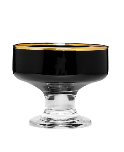Classic Touch 4" Dessert Cups With Stem And Colored Rim, Set Of 6 In Black