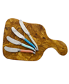 French Home Laguiole Set Of 4 Spreaders With A 14-inch Olive Wood Cheese Board In Multi