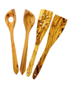 French Home Olive Wood 4 Piece Kitchen Utensil Set In Open Orange