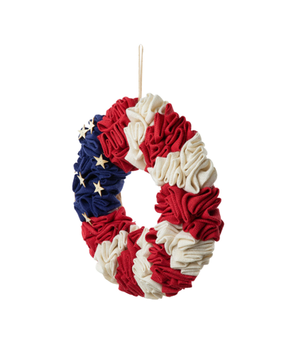 Glitzhome Patriotic Or Americana Round Wreath, 18" In Multi