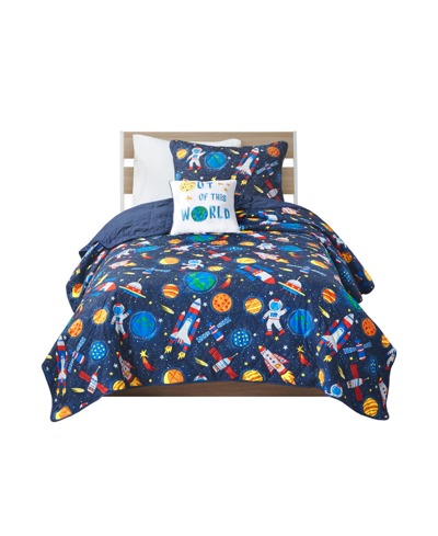 Mi Zone Kids Jason Outer Space Coverlet Set, Full/queen, 4 Piece Bedding In Blue Multi