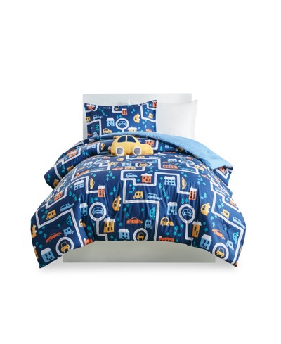 Mi Zone Closeout!  Kids Brooks Traveling Cars Printed Comforter Set, Twin, 3 Piece Bedding In Navy