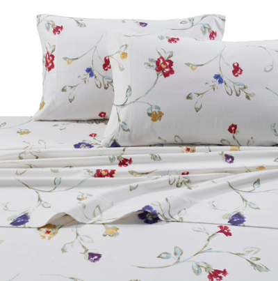 Tribeca Living Floral Garden Extra Deep Pocket Queen Flannel Sheet Set Bedding In Multicolor