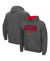 COLOSSEUM MEN'S COLOSSEUM CHARCOAL MARYLAND TERRAPINS ARCH AND LOGO 3.0 PULLOVER HOODIE
