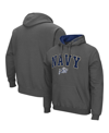 COLOSSEUM MEN'S COLOSSEUM CHARCOAL NAVY MIDSHIPMEN ARCH AND LOGO 3.0 PULLOVER HOODIE