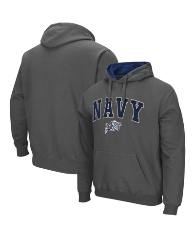 Colosseum Men's  Charcoal Navy Midshipmen Arch And Logo 3.0 Pullover Hoodie