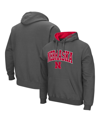 COLOSSEUM MEN'S COLOSSEUM CHARCOAL NEBRASKA HUSKERS ARCH AND LOGO 3.0 PULLOVER HOODIE