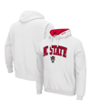 Colosseum Men's  White Nc State Wolfpack Arch And Logo 3.0 Pullover Hoodie In White