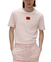 Hugo Regular-fit Cotton T-shirt With Red Logo Label In Light Pink