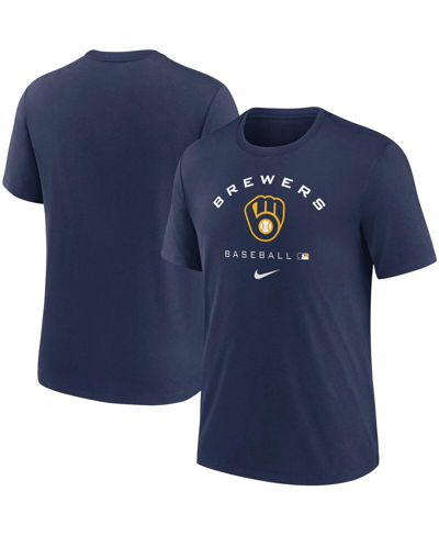 Nike Men's Navy Milwaukee Brewers Authentic Collection Tri-blend Performance T-shirt