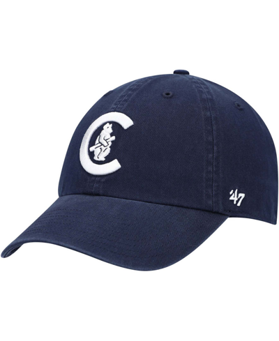47 Brand Men's Chicago Cubs C Bear Logo Cooperstown Collection Clean Up Adjustable Cap In Navy