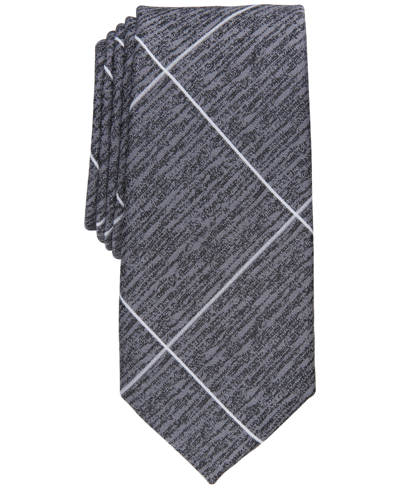 Alfani Men's Hector Windowpane Tie, Created For Macy's In Charcoal