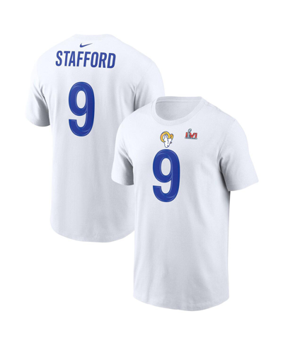 Nike Men's  Matthew Stafford White Los Angeles Ramssuper Bowl Lvi Bound Name And Number T-shirt