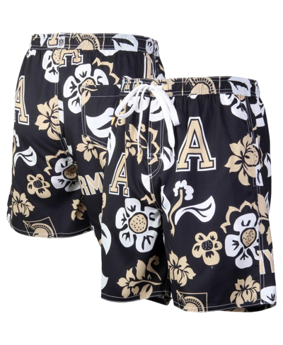 Wes & Willy Men's Black Army Black Knights Floral Volley Logo Swim Trunks