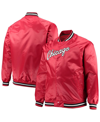 MITCHELL & NESS MEN'S MITCHELL & NESS RED CHICAGO BULLS BIG AND TALL HARDWOOD CLASSICS RAGLAN SATIN FULL-SNAP JACKET