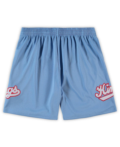 MITCHELL & NESS MEN'S MITCHELL & NESS LIGHT BLUE SACRAMENTO KINGS BIG AND TALL HARDWOOD CLASSICS TEAM SWINGMAN SHORT