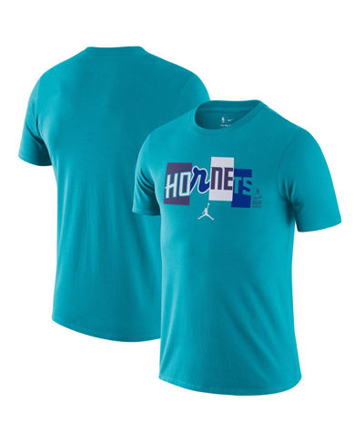 Jordan Men's  Teal Charlotte Hornets 2021/22 City Edition Essential Wordmark Collage T-shirt