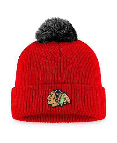 Fanatics Men's  Red Chicago Blackhawks Team Cuffed Knit Hat With Pom