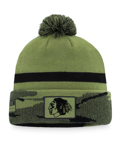 Fanatics Men's  Camo Chicago Blackhawks Military-inspired Appreciation Cuffed Knit Hat With Pom