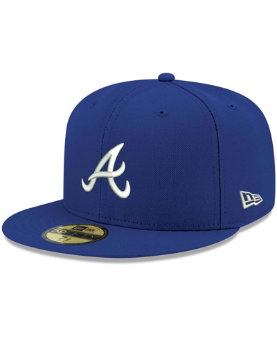 New Era Men's Royal Atlanta Braves Logo White 59fifty Fitted Hat