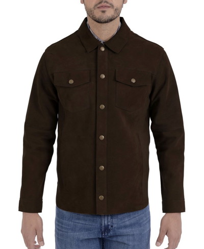 Frye Men's Long Sleeves Shacket In Dark Brown