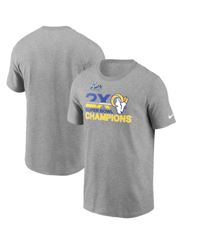 Nike Youth Boys  Heather Gray Los Angeles Rams 2-time Super Bowl Champions T-shirt In Heathered Gray