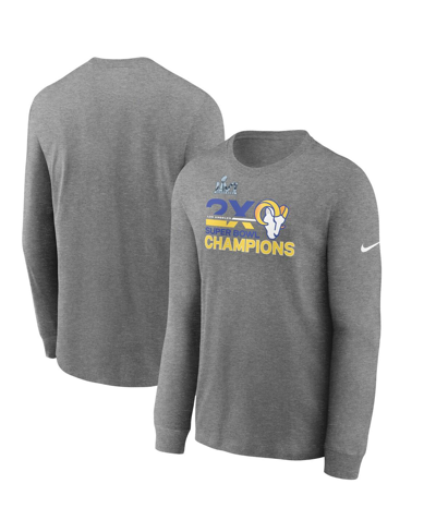 Nike Men's  Heather Charcoal Los Angeles Rams 2-time Super Bowl Champions Long Sleeve T-shirt In Heathered Charcoal