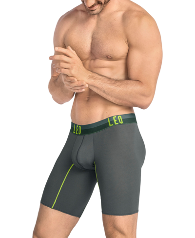 Leo Men's Long Perfect Fit Boxer Brief In Gray