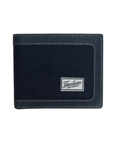 Florsheim Men's Damon Crazy Bifold With Charcoal Wool Outer Wallet In Navy