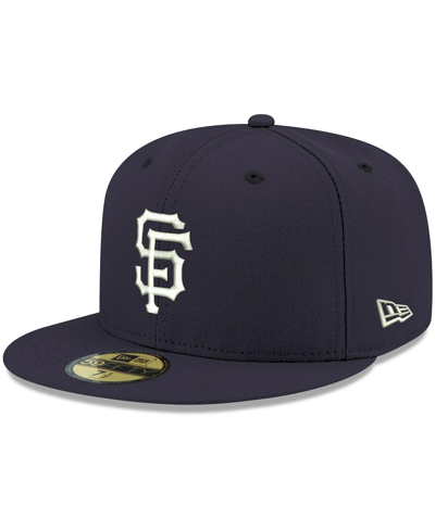 New Era Men's Navy San Francisco Giants Logo White 59fifty Fitted Hat In Navy/navy