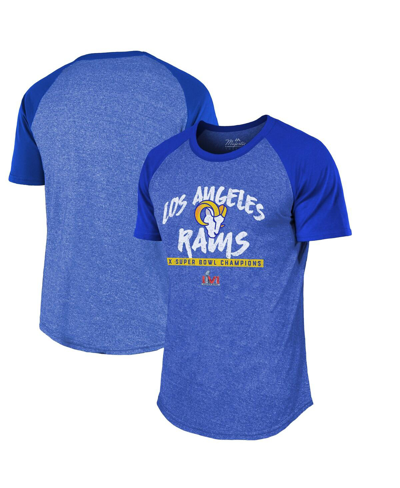 Majestic Men's  Threads Royal Los Angeles Rams 2-time Super Bowl Champions Tri-blend Raglan T-shirt