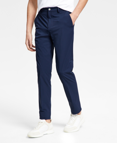 Calvin Klein Men's Slim Fit Tech Solid Performance Dress Pants In Blue