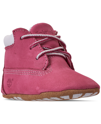 Timberland Baby Girls' Crib Booties And Cap Set From Finish Line In Pink Nubuck