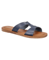 Bella Vita Dov-italy Womens Leather Slip On Slide Sandals In Navy Leather