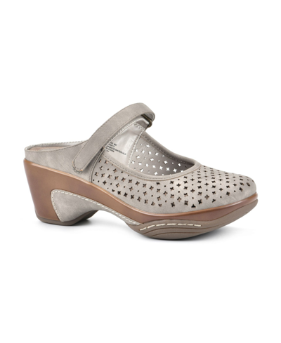 White Mountain Women's Vinto Mary Jane Clogs In Taupe/ Suede Smooth