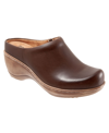 Softwalk Madison Clog In Dark Brown Leather