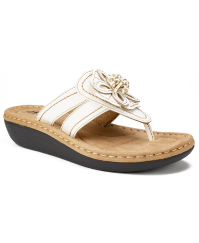 Cliffs By White Mountain Carnation Thong Comfort Sandal In White/smooth
