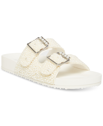 Madden Girl Teddy-p Pearl Footbed Sandals In White ModeSens