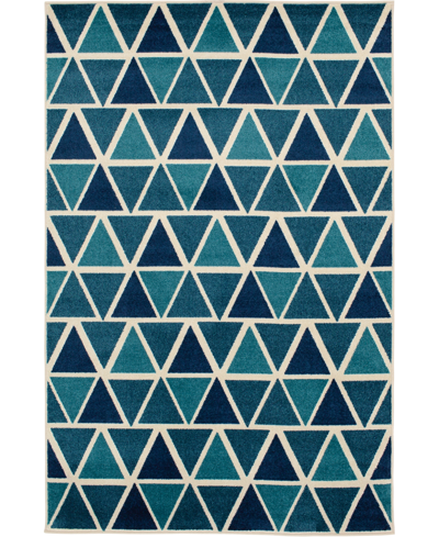 Portland Textiles Closeout!  Loggia Isoscelle 6'7" X 9'6" Outdoor Area Rug In White,blue
