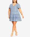 City Chic Trendy Plus Size Denim Tier Dress In Light Denim