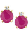 Macy's Tanzanite (1/2 Ct. T.w.) & Diamond Accent Stud Earrings In 14k Gold (also In Emerald, Ruby, & Sapphi In Ruby Red
