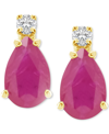 Macy's Tanzanite (3/4 Ct. T.w.) & Diamond Accent Stud Earrings In 14k Gold (also In Emerald, Ruby, & Sapphi In Ruby Red