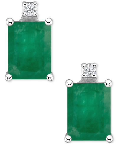 Macy's Tanzanite (1-1/5 Ct. T.w.) & Diamond Accent Stud Earrings In 14k White Gold (also In Emerald, Sapphi