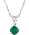 Macy's Sapphire (5/8 Ct. T.w.) & Diamond Accent 18" Pendant Necklace In 14k White Gold (also In Ruby) In Emerald